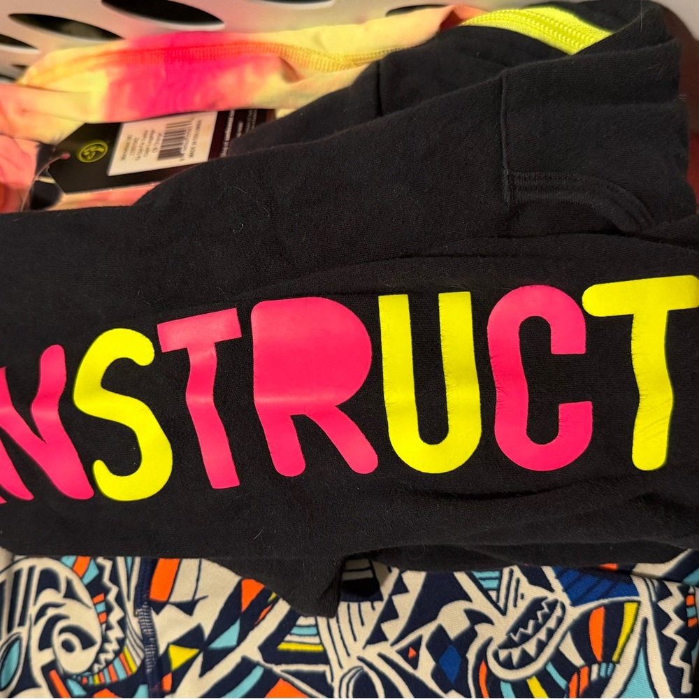 Zumba Fitness Black Shorts with Neon Pink and Yellow Accents
